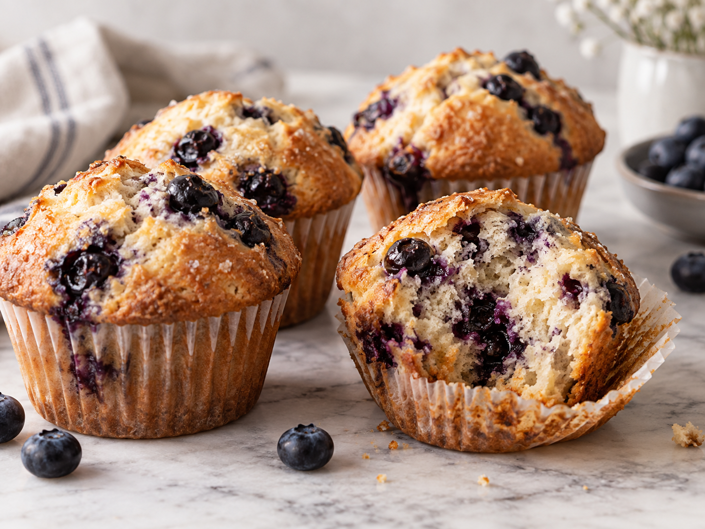 Blueberry Sourdough Muffins